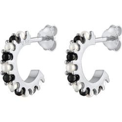 Elli Damskie kreole perły w kolorze czarnym i białym Classic w srebrze próby 925 Kolczyki 1 ct