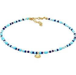 Elli Damski bransoletka na kostkę muszle szklane kule kolorowy regulowany w srebrze 925 Sterling Silver Bransoletki na nogę 1 ct