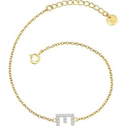 Glanzstücke München Bransoletka Litera R z Srebro wysokiej próby w Żółte złoto Bransoletki 1 ct Damski