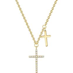 EASTSIDE Naszyjnik ze stali szlachetnej Krzyżyk Stal szlachetna Cyrkonia żółte złoto Naszyjniki 1 ct Damski