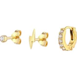 Elli Damski komplet kolczyków sztyftów kreole błysk kuli z kryształami w srebrze próby 925 sterling silver Kolczyki 1 ct