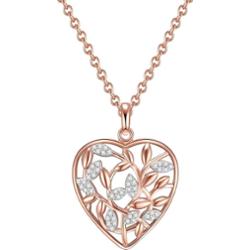 Rafaela Donata Naszyjnik srebrny Serce/iskrzące liście srebro wysokiej próby Cyrkonia różowe złoto Naszyjniki 1 ct Damski