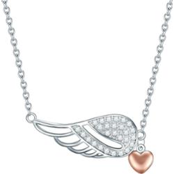 Rafaela Donata Naszyjnik srebrny Serce/skrzydło srebro wysokiej próby Cyrkonia srebro/różowe złoto Naszyjniki 1 ct Damski