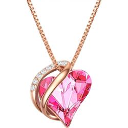 Rafaela Donata Naszyjnik srebrny Serce srebro wysokiej próby zdobiony kryształkami Swarovski® różowe złoto Naszyjniki 1 ct Damski