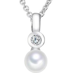 Valero Pearls Naszyjnik z pereł srebro wysokiej próby Cyrkonia Perła hodowlana słodkowodna srebrny Naszyjniki 1 ct Damski