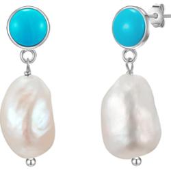 Glanzstücke München Kolczyki wiszące srebrne srebro wysokiej próby Turkusowy (rek.) Perła hodowlana słodkowodna srebrny 1 ct Damski