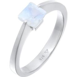 Elli PREMIUM Damska obrączka soliter czworokąt z kamieniem księżycowym w pozłacanym srebrze 925 Sterling Silver Pierścionki 1 ct Damski