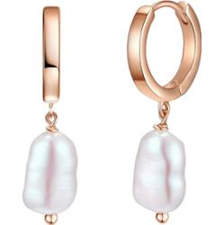 Glanzstücke München Srebrne kolczyki kreole srebro wysokiej próby Perła hodowlana słodkowodna różowe złoto Kolczyki koła 1 ct Damski