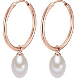 Valero Pearls Srebrne kolczyki kreole srebro wysokiej próby Perła hodowlana słodkowodna srebrny Kolczyki 1 ct Damski