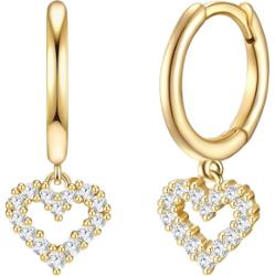 Glanzstücke München Kolczyki Serce z Srebro wysokiej próby w Żółte złoto 1 ct Damski