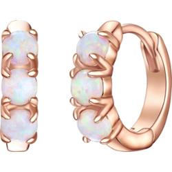 Glanzstücke München Srebrne kolczyki kreole srebro wysokiej próby Opal (synt.) różowe złoto Kolczyki 1 ct Damski