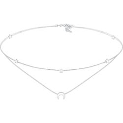Elli Dmaski choker warstwowy Astro półksiężyc z gwiazdami srebro 925 Sterling Silver Naszyjniki 1 ct Damski
