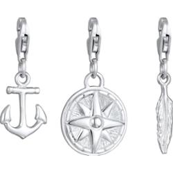 KUZZOI Męski zestaw charmsów Kotwica Pióro Dzikiej Róży ze srebra próby 925 Zestawy 1 ct Męskie
