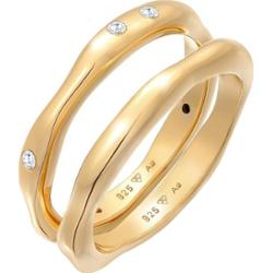 Elli Damska obrączka zestaw 2 częściowy Basic z kryształami cyrkonii w srebrze próby 925 Sterling Silver Pierścionki 1 ct Damski