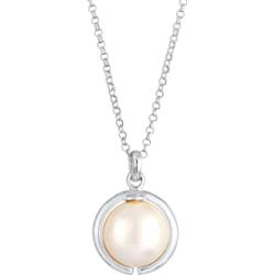 Elli Damski klasyczny okrągły wisiorek z syntetyczną perłą w srebrze próby 925 Sterling Silver Naszyjniki 1 ct