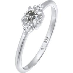 Elli DIAMONDS Damski pierścionek soliter z diamentem (0.11 ct.) i topazem w srebrze próby 925 Sterling Silver Pierścionki