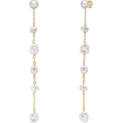 Valero Pearls Kolczyki wiszące z perłą srebro wysokiej próby Perła hodowlana słodkowodna żółte złoto 1 ct Damski