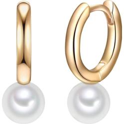 Valero Pearls Srebrne kolczyki kreole srebro wysokiej próby Perła hodowlana słodkowodna różowe złoto Kolczyki 1 ct Damski