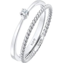 Elli DIAMONDS Damski zestaw soliter 2 częściowy skręcony z diamentem (0.03 ct.) w srebrze 925 Sterling Silver Pierścionki 1 ct