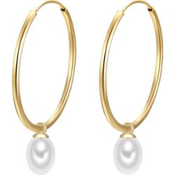 Glanzstücke München Srebrne kolczyki kreole srebro wysokiej próby Perła hodowlana słodkowodna żółte złoto Kolczyki koła 1 ct Damski