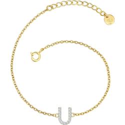 Glanzstücke München Bransoletka Litera R z Srebro wysokiej próby w Żółte złoto Bransoletki 1 ct Damski