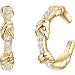 Glanzstücke München Srebrne klamry na ucho srebro wysokiej próby Cyrkonia żółte złoto Kolczyki 1 ct Damski