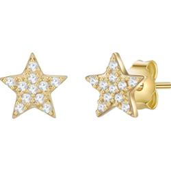 Glanzstücke München Srebrne kolczyki sztyfty Gwiazda srebro wysokiej próby Cyrkonia żółte złoto Kolczyki 1 ct Damski