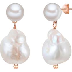 Glanzstücke München Kolczyki wiszące srebrne srebro wysokiej próby Perła hodowlana słodkowodna różowe złoto 1 ct Damski