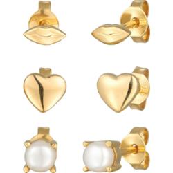 Elli Damskie kolczyki do uszu w kształcie serduszka z perłą słodkowodną w pozłacanym srebrze próby 925 Sterling Silver Kolczyki 1 ct