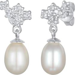 Elli DIAMONDS Damskie kolczyki eleganckie ze słodkowodną perłą hodowlaną i diamentami (0,17 ct) ze srebra próby 925 Sterling Silver Kolczyki 1 ct