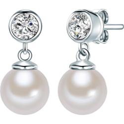 Rafaela Donata Srebrne kolczyki sztyfty srebro wysokiej próby Cyrkonia Perła naturalna srebrny Kolczyki 1 ct Damski
