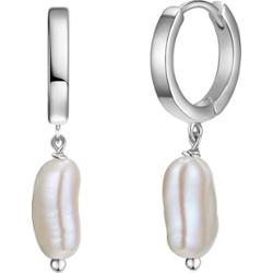 Glanzstücke München Srebrne kolczyki kreole srebro wysokiej próby Perła hodowlana słodkowodna srebrny Kolczyki koła 1 ct Damski