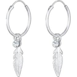 Elli Damskie kreole pióro zawieszka Boho Festiwal z kryształami w srebrze 925 Sterling Silver Kolczyki koła 1 ct