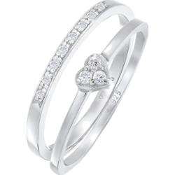 Elli Damskie serce Memoire zestaw 2 częściowy z kryształami cyrkonii w srebrze 925 Sterling Silver Pierścionki 1 ct