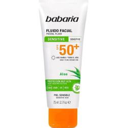 Babaria Płyn do twarzy z aloesem do skóry wrażliwej SPF 50+ Ochrona przeciwsłoneczna 75 ml