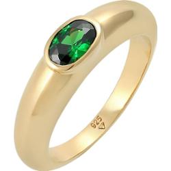 Elli Damski pierścionek z pasjansem, zielony, owalny z cyrkoniami w pozłacanym srebrze próby 925 Sterling Silver Pierścionki 1 ct