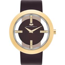 Rhodenwald & Söhne Zegarek kwarcowy Lucrezia żółte złoto Skóra naturalna Ciemnobrazowy Zegarki damskie 1 ct Damski