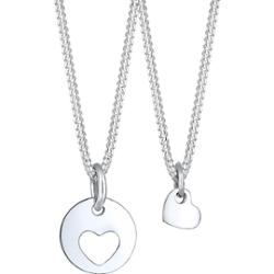 Elli Damski zestaw serce wycięte zawieszka dla mamy i dziecka miłość w pozłacanym różowym złotem srebrze 925 Sterling Silver Naszyjniki 1 ct