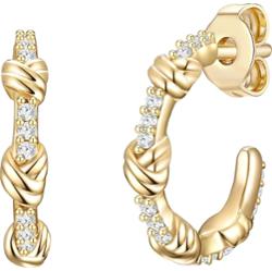 Glanzstücke München Srebrne kolczyki kreole srebro wysokiej próby Cyrkonia żółte złoto Kolczyki 1 ct Damski