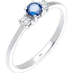 Elli Damski zaręczynowy klasyczny z syntetycznym szafirem i kryształami cyrkonii w srebrze 925 Sterling Silver Pierścionki 1 ct