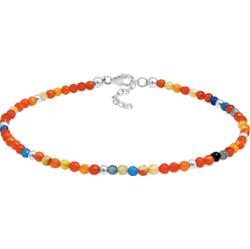 Nenalina Damska bransoletka na kostkę kolorowa Trend z agatem i srebrną kulką w srebrze 925 Sterling Silver Bransoletki na nogę 1 ct Damski
