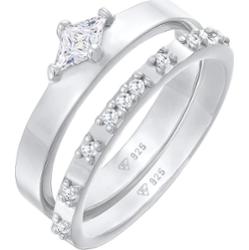 Elli Damski zestaw soliter zaręczyny z kryształami cyrkonii w srebrze 925 Sterling Silver Pierścionki 1 ct