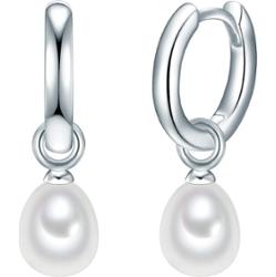 Valero Pearls Srebrne kolczyki kreole srebro wysokiej próby Perła hodowlana słodkowodna srebrny Kolczyki koła 1 ct Damski