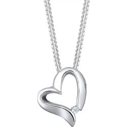 Elli DIAMONDS Damski wisiorek serce zakrzywione z diamentem (0.015 ct.) srebro 925 Sterling Silver Naszyjniki 1 ct