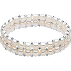 Valero Pearls Bransoletka z pereł srebro wysokiej próby Perła hodowlana słodkowodna srebrny Bransoletki 1 ct Damski