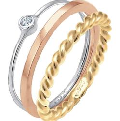 Elli Zestaw damski pasjans Basic Twisted z kryształem ze srebra próby 925 Pierścionki 1 ct Damski