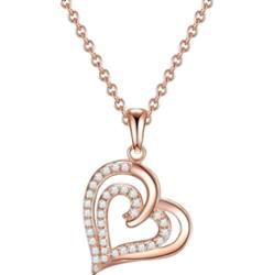Rafaela Donata Naszyjnik srebrny Serce srebro wysokiej próby Cyrkonia różowe złoto Naszyjniki 1 ct Damski