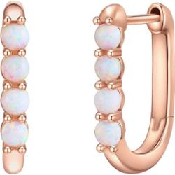 Glanzstücke München Srebrne kolczyki kreole srebro wysokiej próby Opal (synt.) różowe złoto Kolczyki koła 1 ct Damski