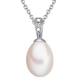Lulu & Jane Srebro wysokiej pr óby Brylant Perła hodowlana słodkowodna Naszyjniki 1 ct Damski