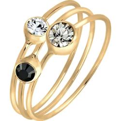 Elli Damski zestaw 3 eleganckich zegarków z kryształami ze srebra próby 925 Pierścionki 1 ct